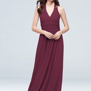 Halter Ruched Waist Georgette Bridesmaid D…